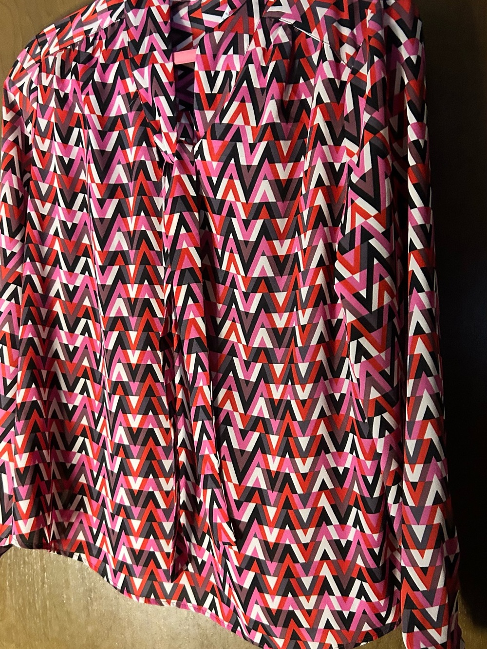 Vibrant Pink & Red Geometric Blouse